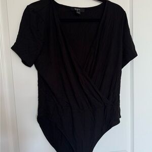 Forever 21+ Ribbed Black Wrap Bodysuit